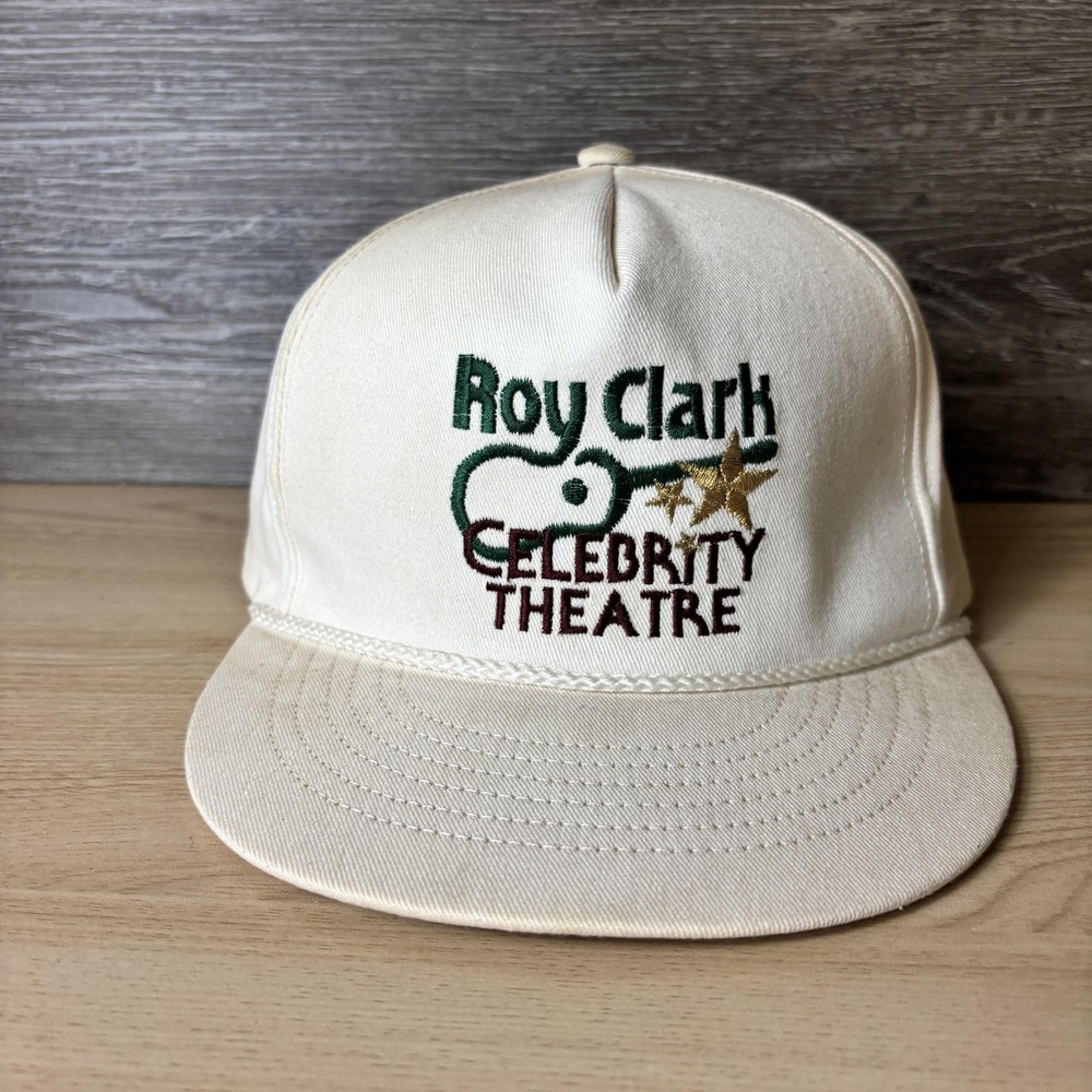 Vintage Roy Clark Celebrity Theatre Hat Cap Strap Back Embroidered Mens 90s